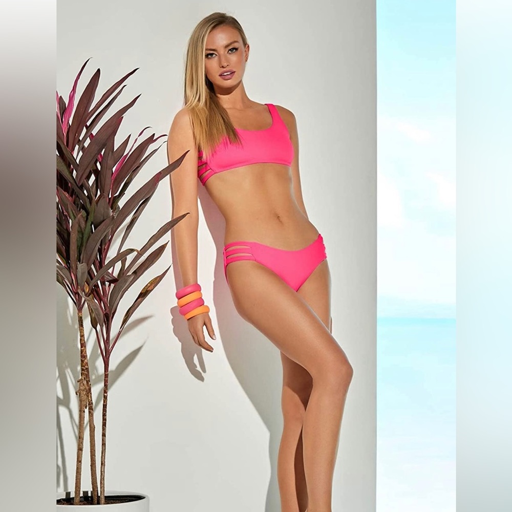 Becca by Rebecca Virtue Hot Pink Cutout Bikini NWT